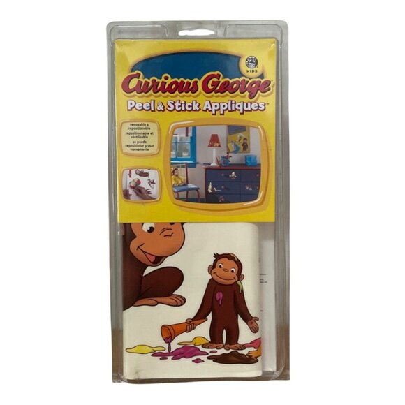 PBS Kids Curious George Peel and Stick Appliques Removable Reusable Wall Decals - Picture 1 of 7